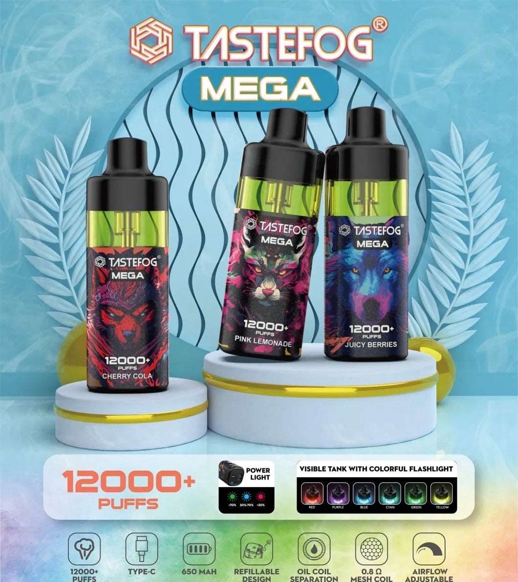 PUFF 12000 TASTEFOG -non jetable- liquide rechargeable- 12 parfums