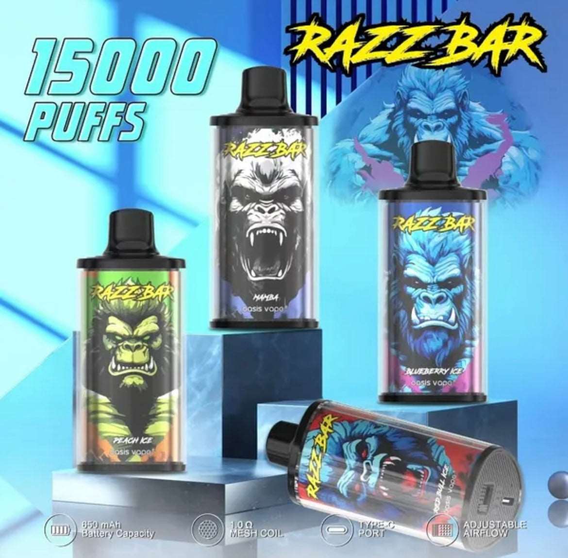 PUFF 15000 RAZZ BAR - 10 parfums -