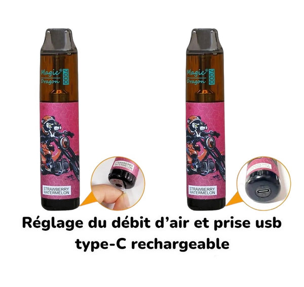 PUFF 7000 Magic Dragon - Menthe Fraiche BubbleGum - - 10lapuff