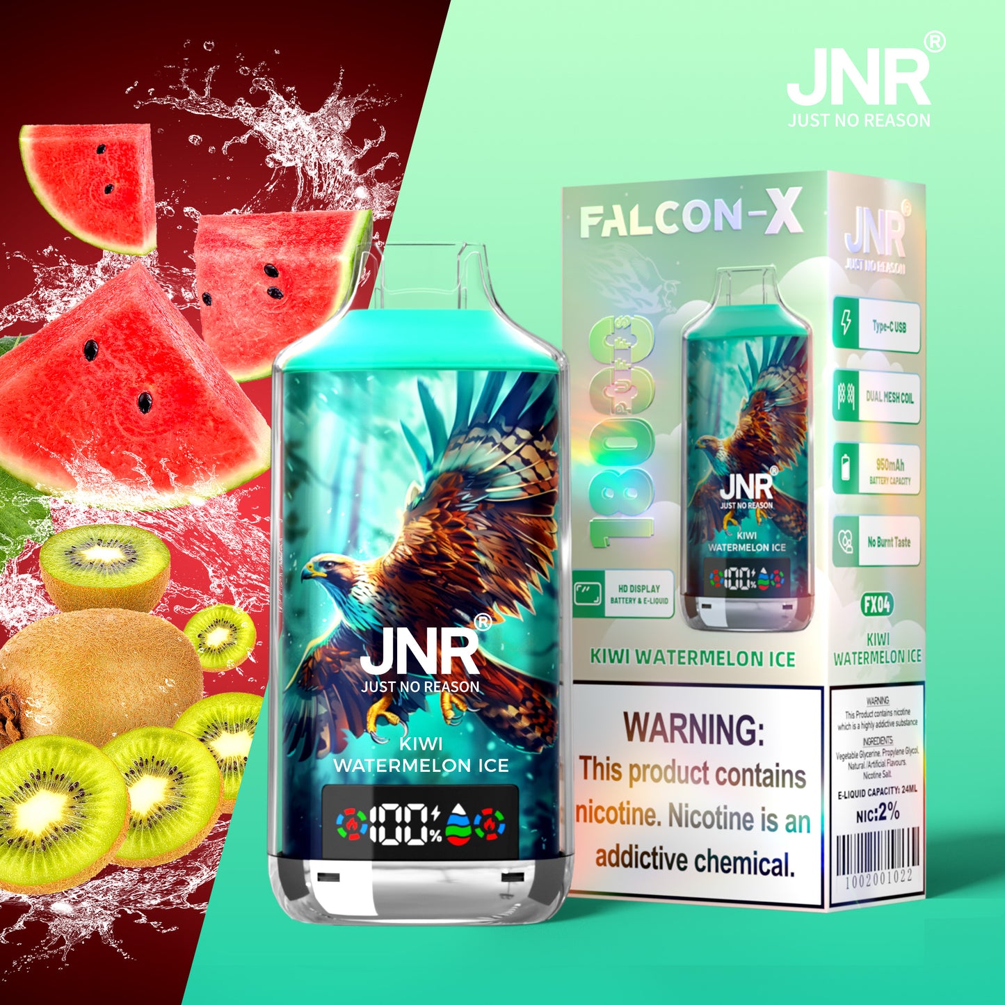 PUFF 18000 JNR FALCON X - Kiwi Watermelon Ice