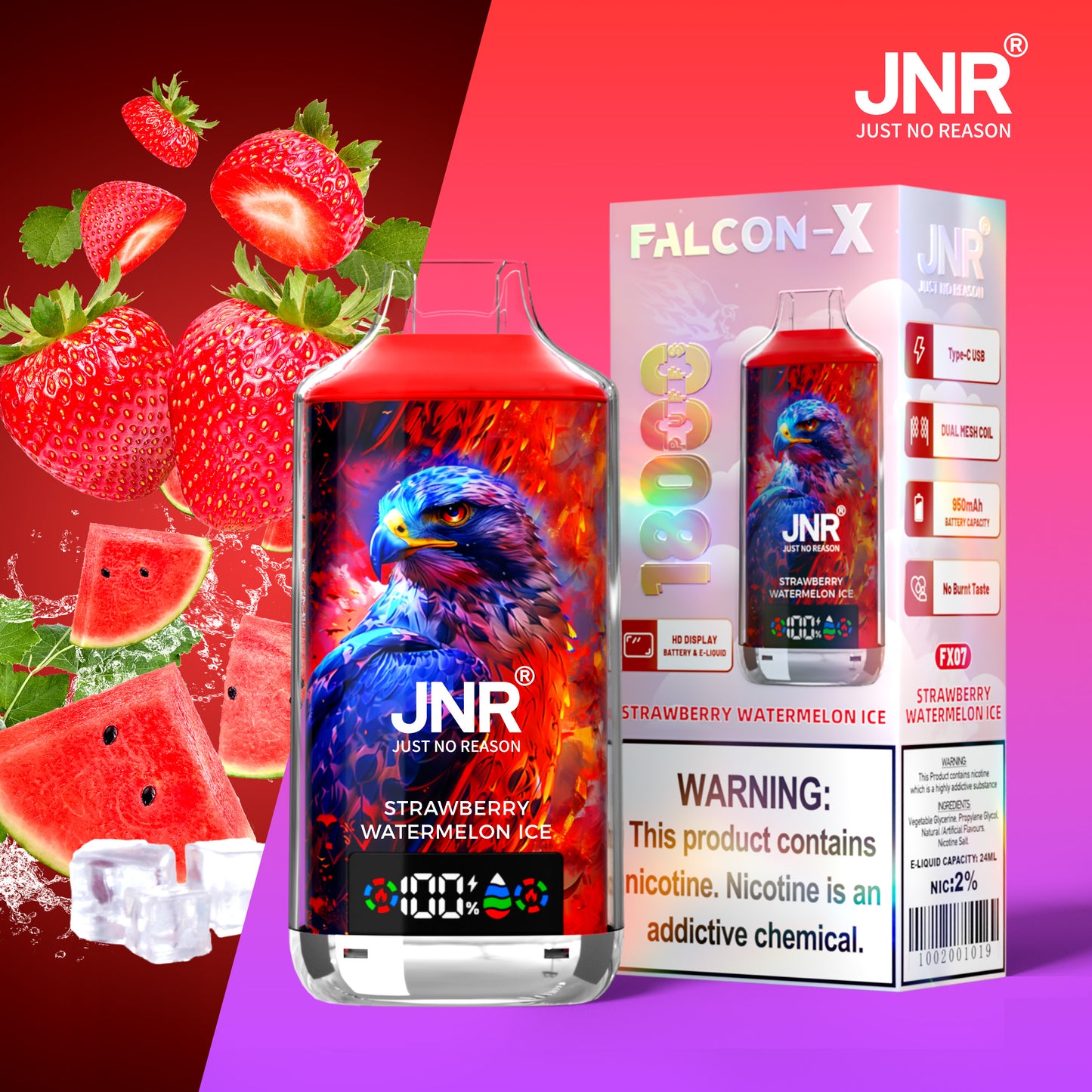 PUFF 18000 JNR FALCON X - Ghiaccio Fragola Anguria