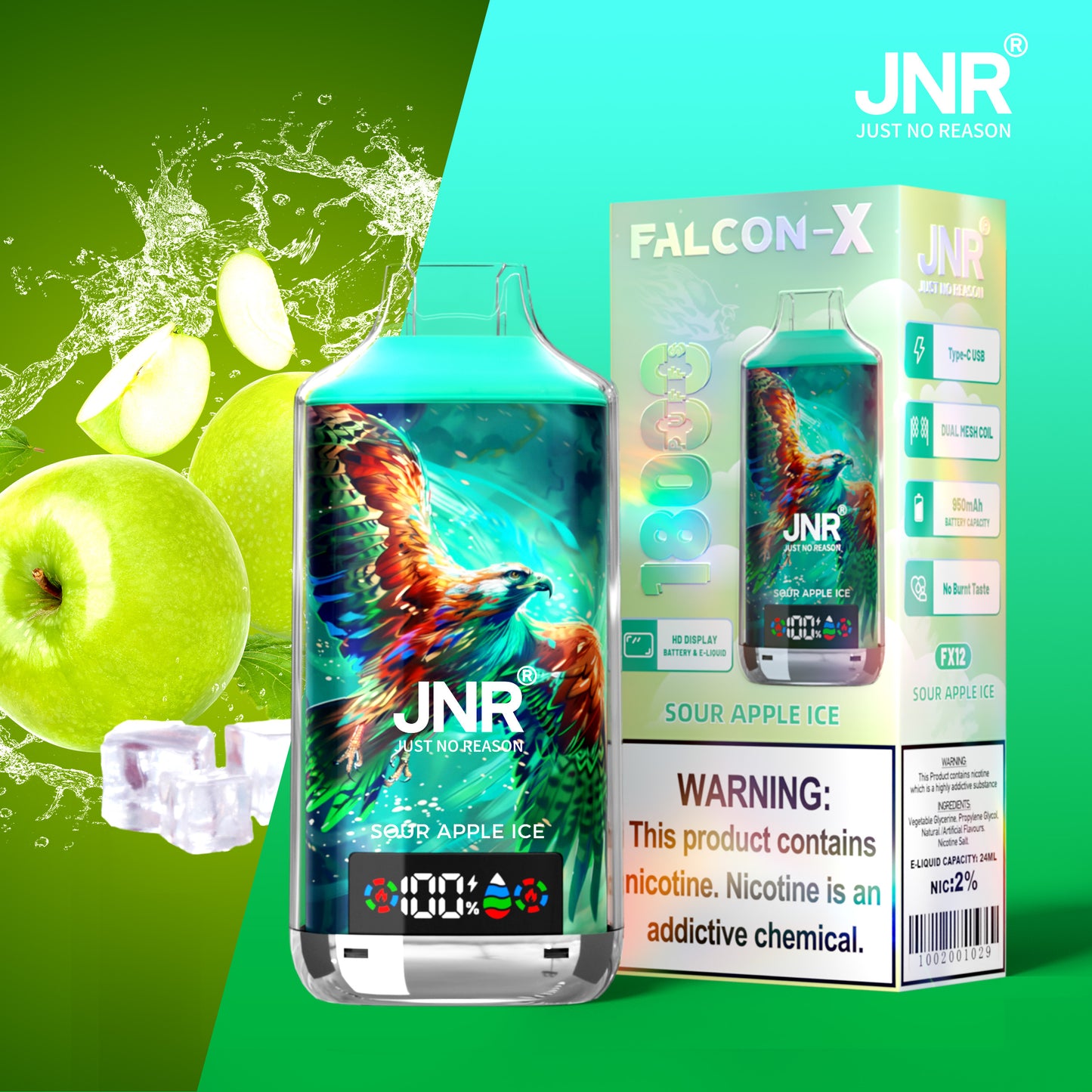 PUFF 18000 JNR FALCON X - Ghiaccio di mela verde acida
