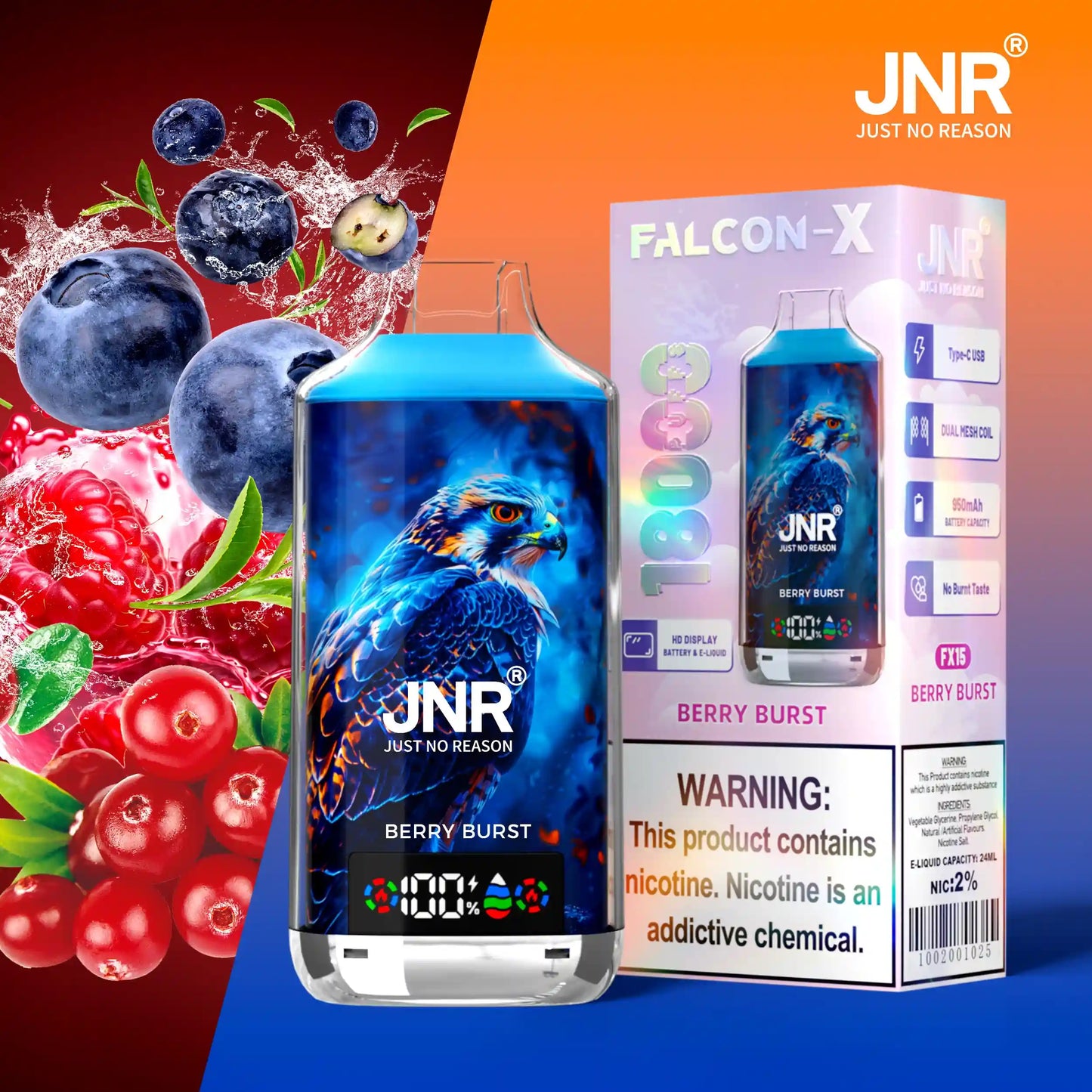 PUFF 18000 JNR FALCON X - Berry Burst