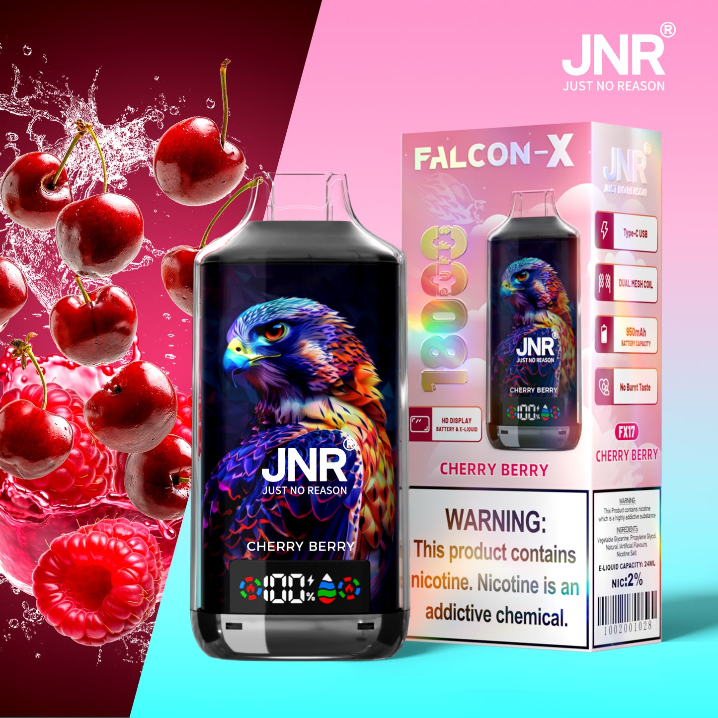 PUFF 18000 JNR FALCON X - Cherry Berry