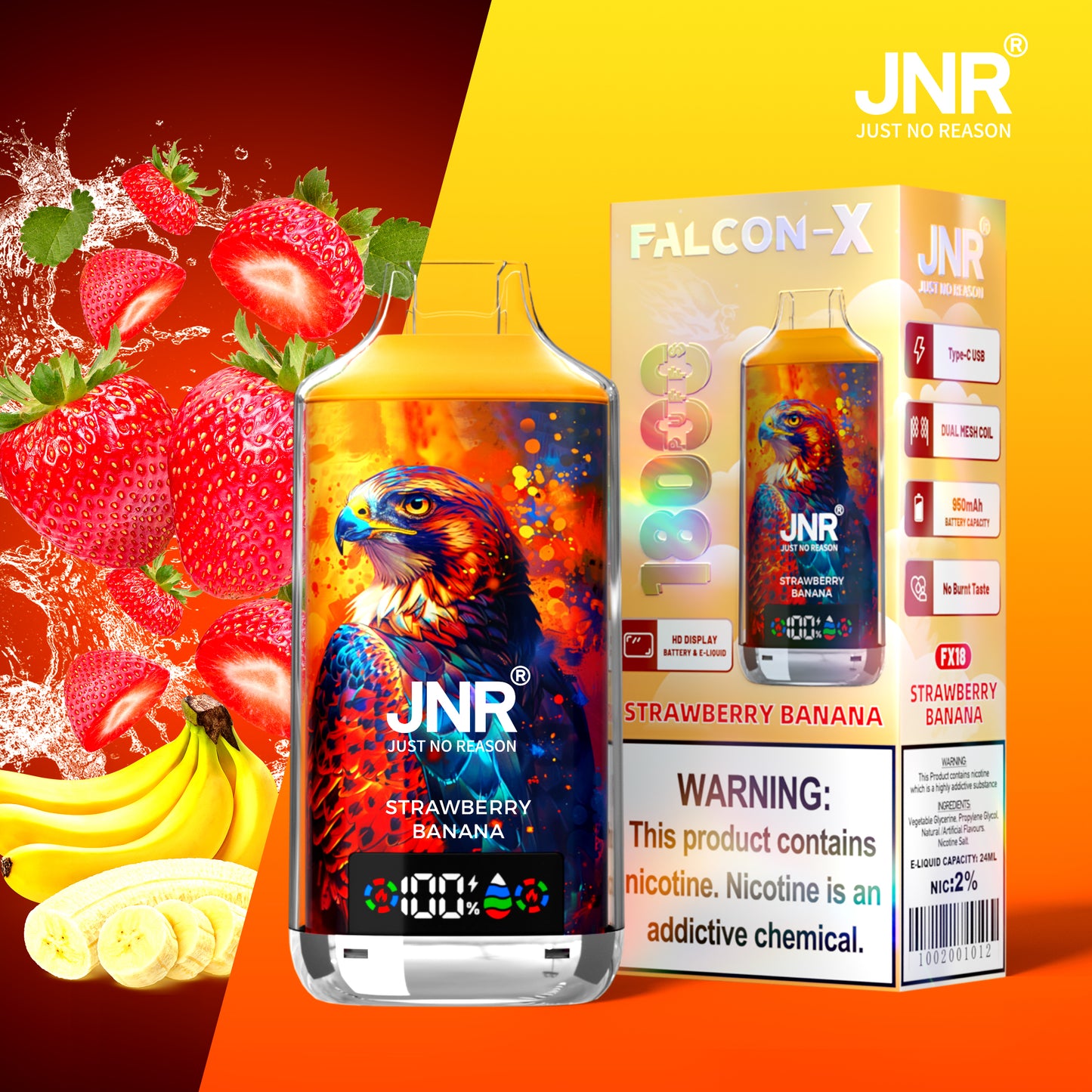 PUFF 18000 JNR FALCON X - Fragola Banana