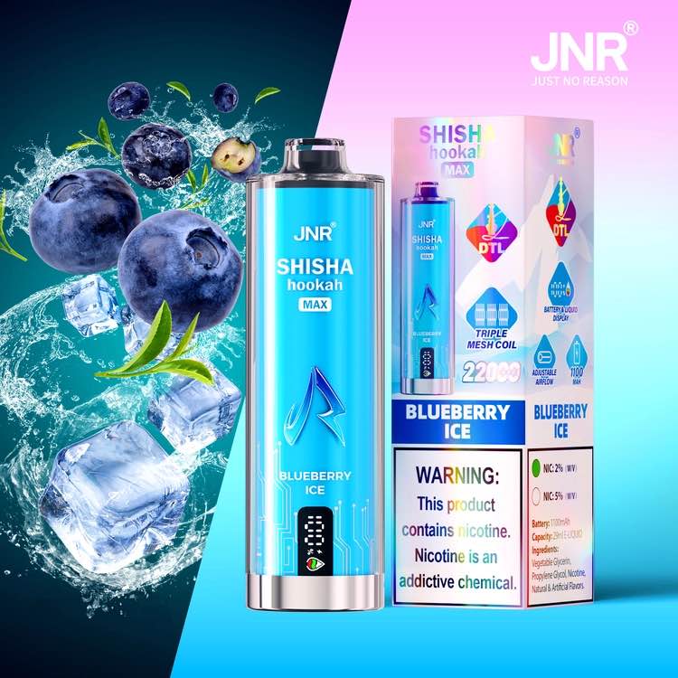Puff JNR Shisha Hookah Max 22000 Blueberry Ice  Myrtille Glace  10lapuff