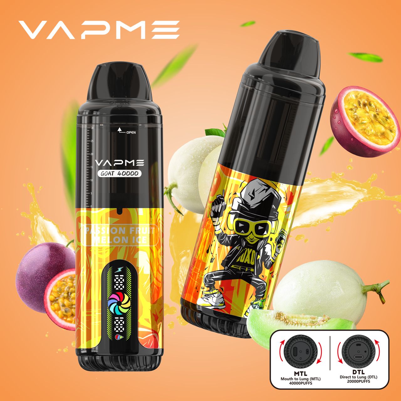 PUFF 40000 VAPME GOAT - Fruit de la Passion Melon Glacé