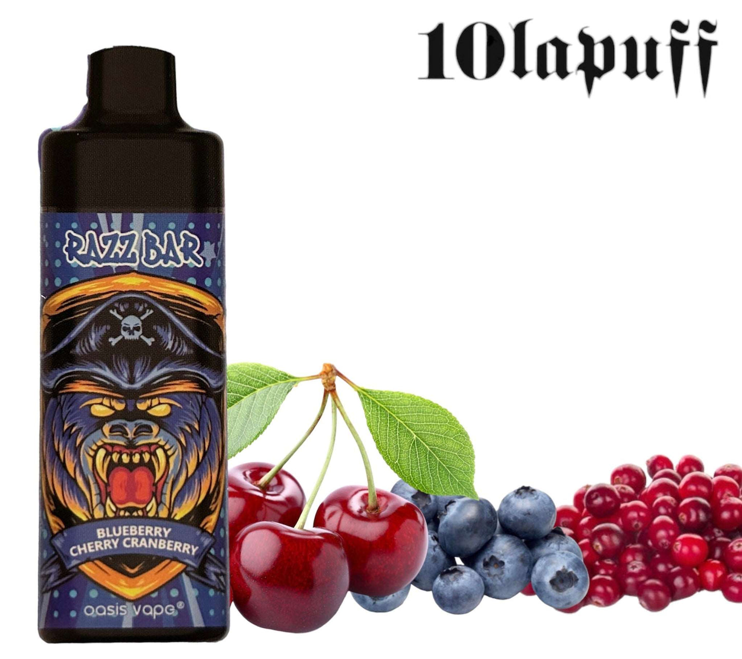 PUFF 10000 RAZZBAR - Myrtille cerise cramberry -