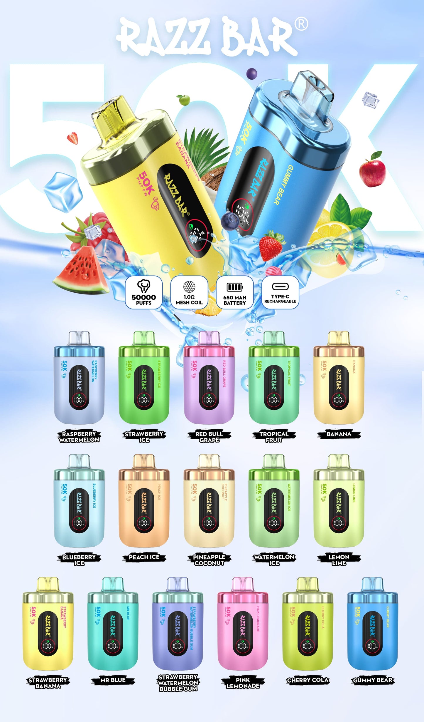 PUFF 50000 RAZZBAR - Limone Lime -