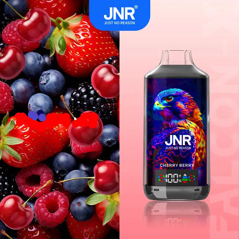 Puff 18000 JNR Falcon X - Saveur Cherry Berry | 24ml Liquide, 20mg Nicotine, 18 000 Bouffes 10lapuff Puff 18000 JNR Falcon X - Saveur Cherry Berry | 24ml Liquide, 20mg Nicotine, 18 000 Bouffes 10lapuff