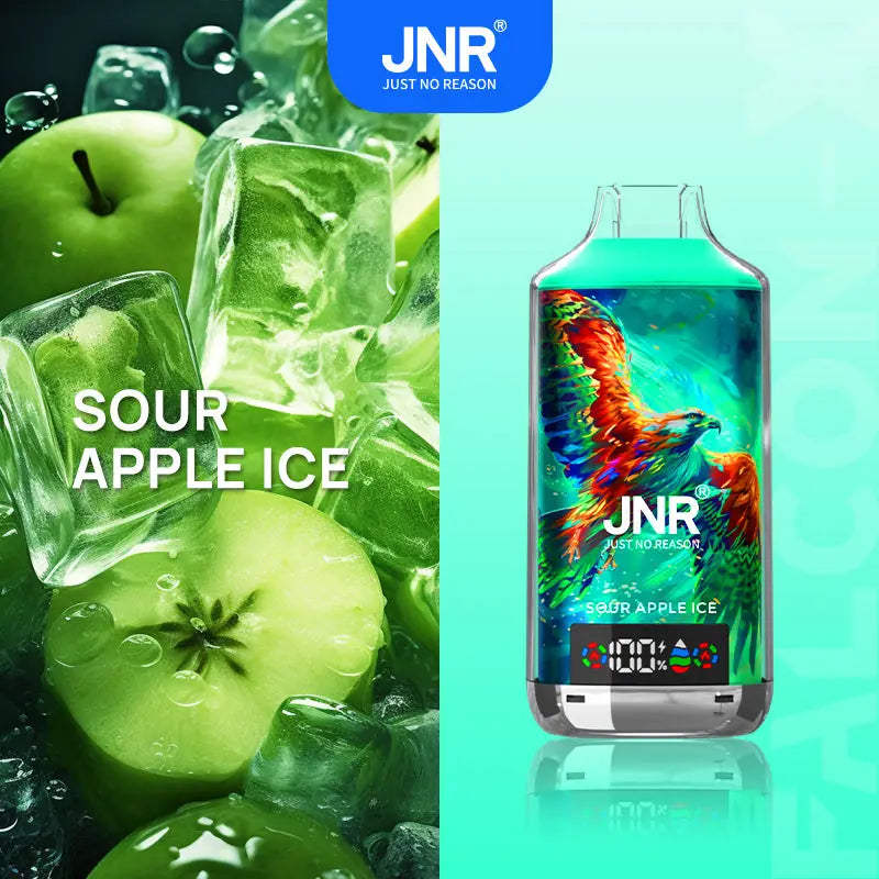 Puff 18000 JNR Falcon X - Sour Apple Ice Flavor | 24ml Liquid, 20mg Nicotine, 18,000 Puffs 10lapuff Puff 18000 JNR Falcon X - Sour Apple Ice Flavor | 24ml Liquid, 20mg Nicotine, 18,000 Puffs 10lapuff