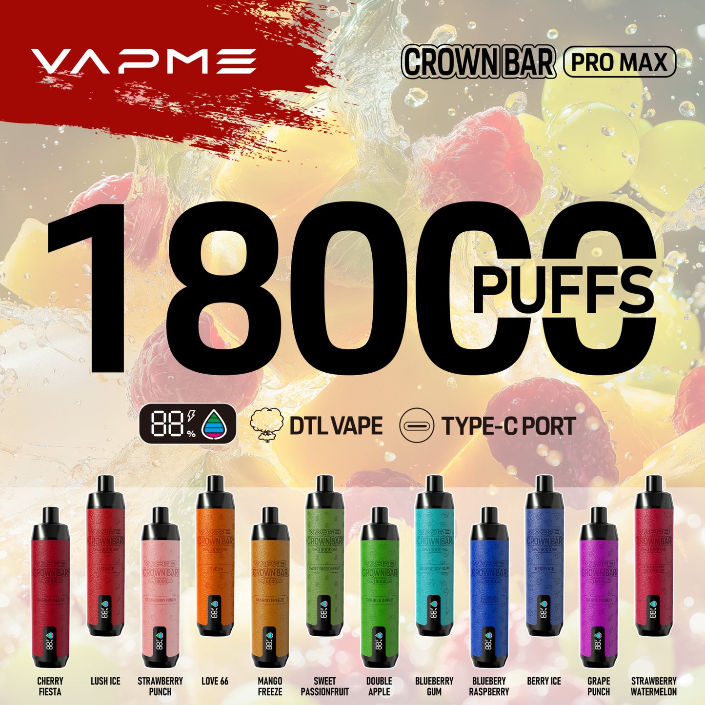 PUFF 18000 VAPME CROWN BAR - Double Pomme - 10lapuff