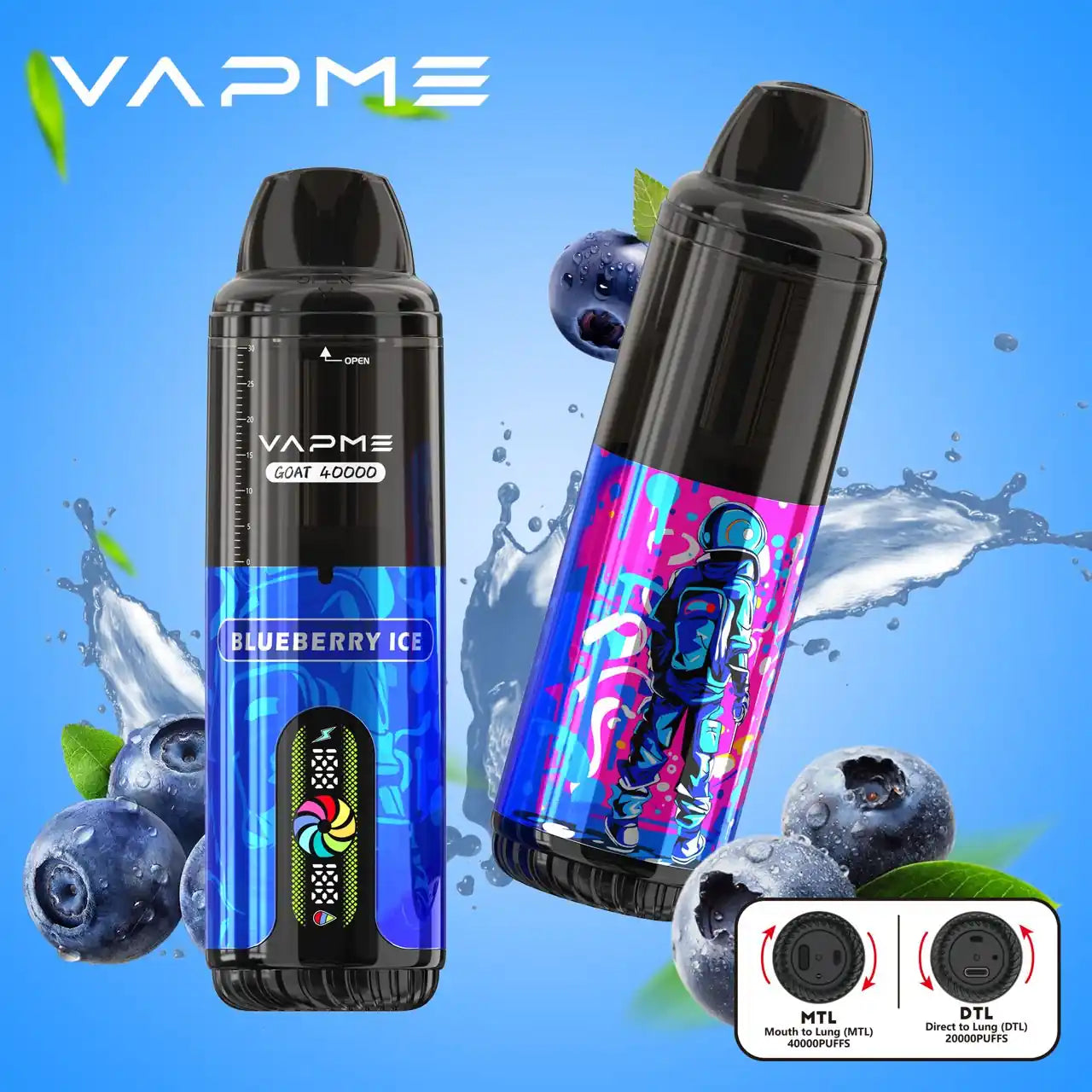 PUFF 40000 VAPME GOAT - Myrtille Glacée