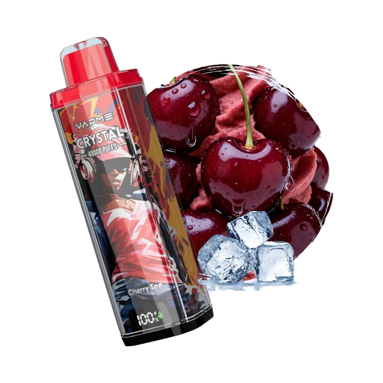 VAPME Crystal 48000 Cherry Ice Iced Cherry 10lapuff VAPME Crystal 48000 Cherry Ice Iced Cherry 10lapuff