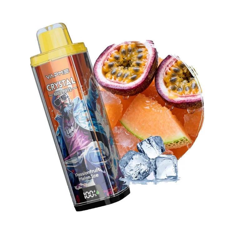 VAPME Crystal 48000 Frutto della Passione Melone Ghiacciato: frutto della passione e melone ghiacciato, sigaretta elettronica ricaricabile MTL 48K, 25ml, rete 1.0, flusso d'aria regolabile, indicatore intelligente, USB-C. 10lapuff VAPME Crystal 48000 Frutto della Passione Melone Ghiacciato: frutto della passione e melone ghiacciato, sigaretta elettronica ricaricabile MTL 48K, 25ml, rete 1.0, flusso d'aria regolabile, indicatore intelligente, USB-C. 10lapuff