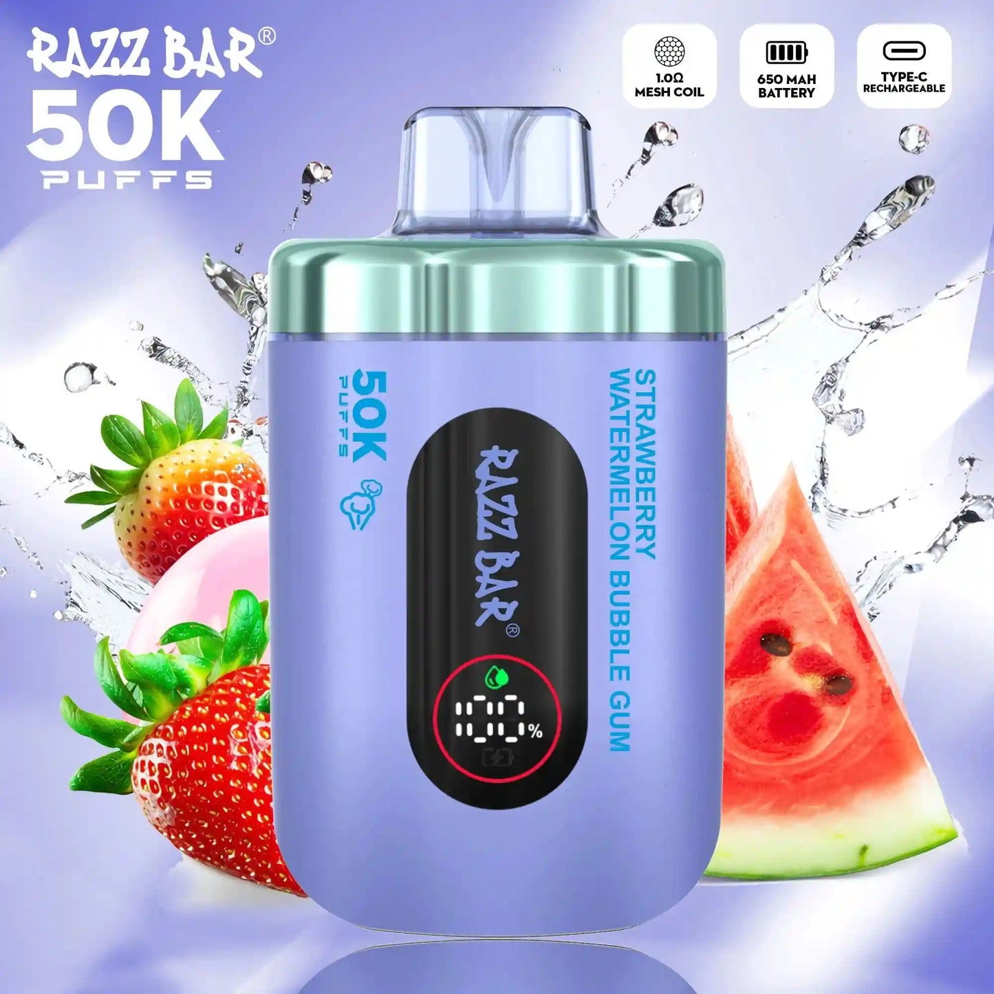 PUFF 50000 RAZZBAR - Fraise Pastèque Bubblegum