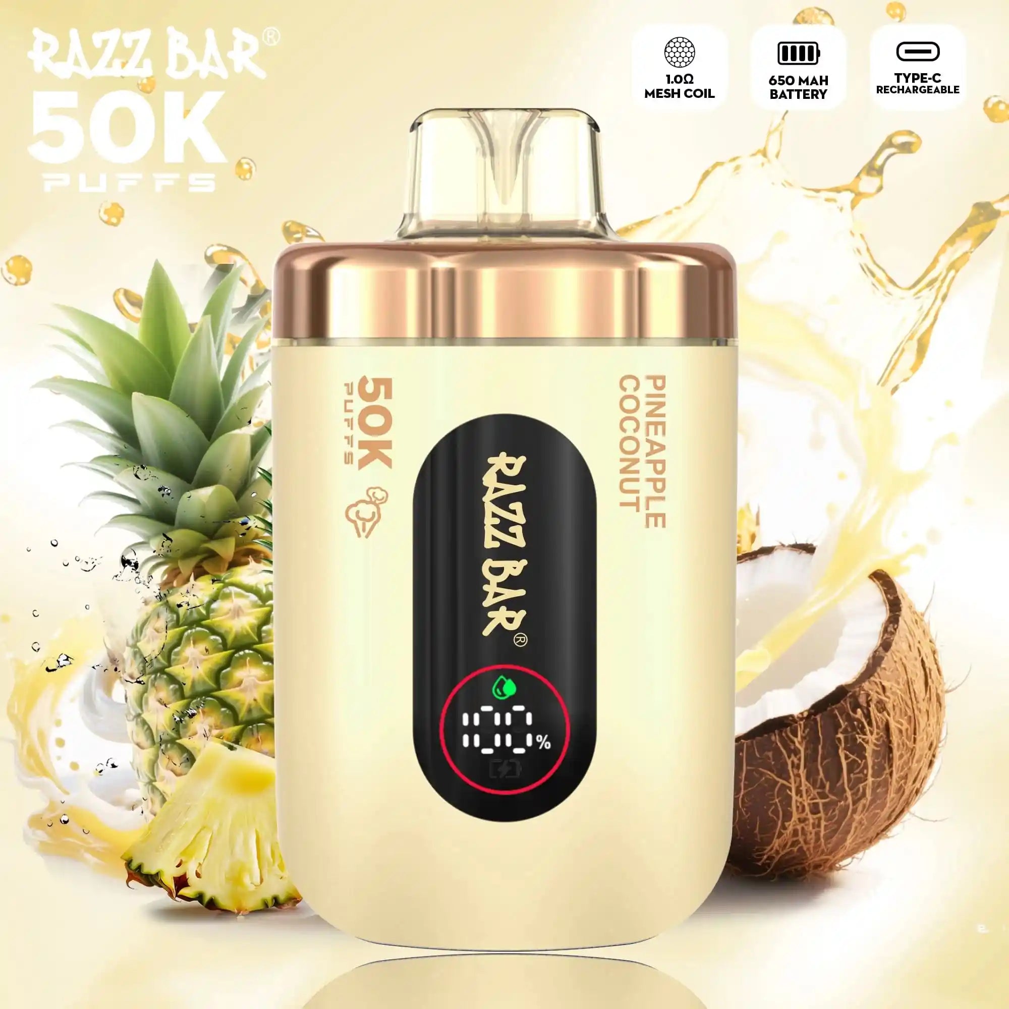 Puff 50000 Pineapple Coconut Tropical flavor & 50K puffs 10lapuff Puff 50000 Pineapple Coconut Tropical flavor & 50K puffs 10lapuff