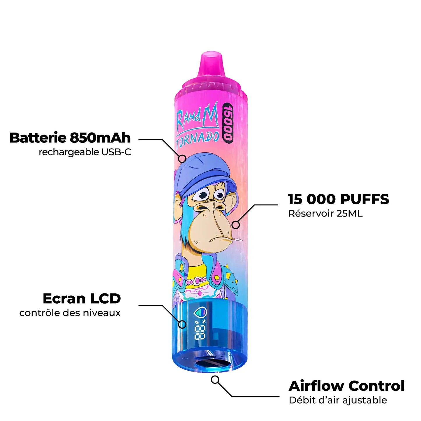 PUFF 15000 TORNADO RandM - Bluesour Raspberry - 10lapuff