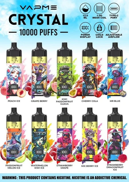 PUFF 10000 VAPME POD rechargeable - 10 flavors - 2 % nicotine (20 mg)