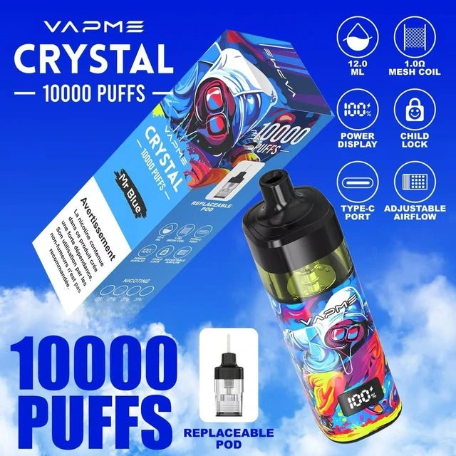 PUFF 10000 VAPME POD rechargeable - 10 flavors - 2 % nicotine (20 mg)