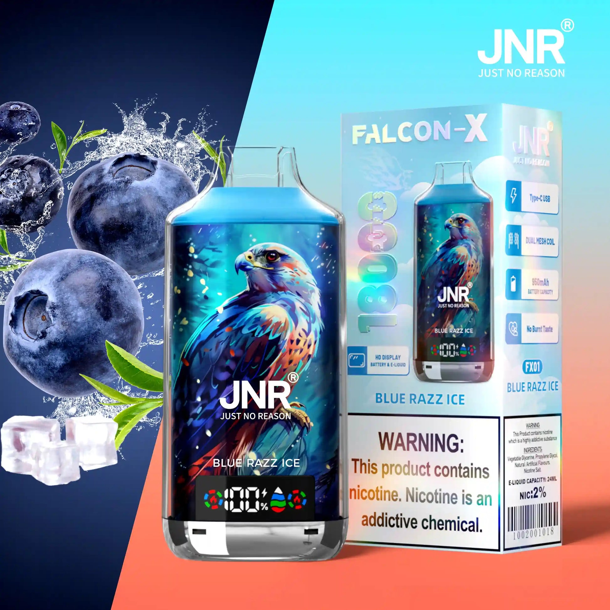 PUFF 18000 JNR FALCON X - Blue Razz Ice PUFF 18000 JNR FALCON X - Blue Razz Ice