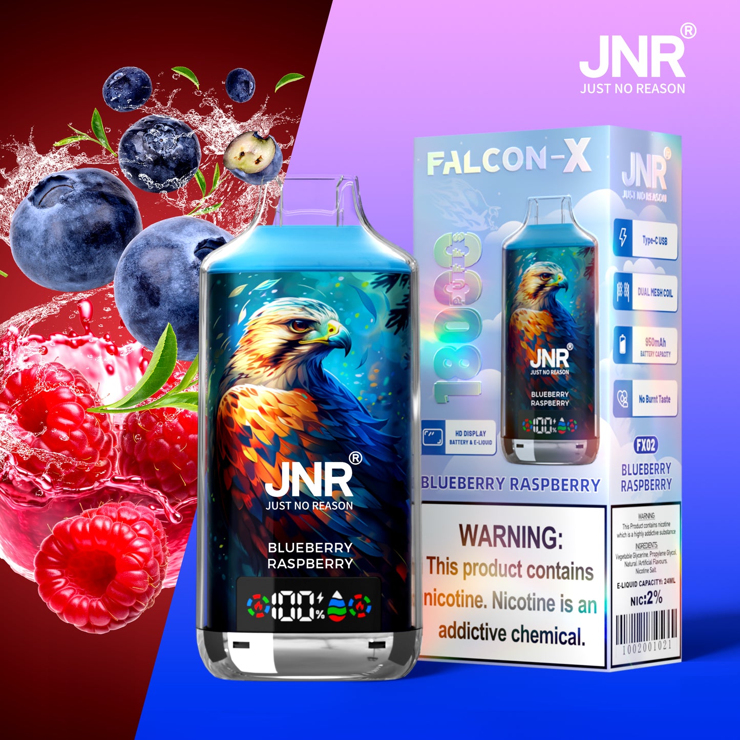 PUFF 18000 JNR FALCON X – Blaubeere Himbeere
