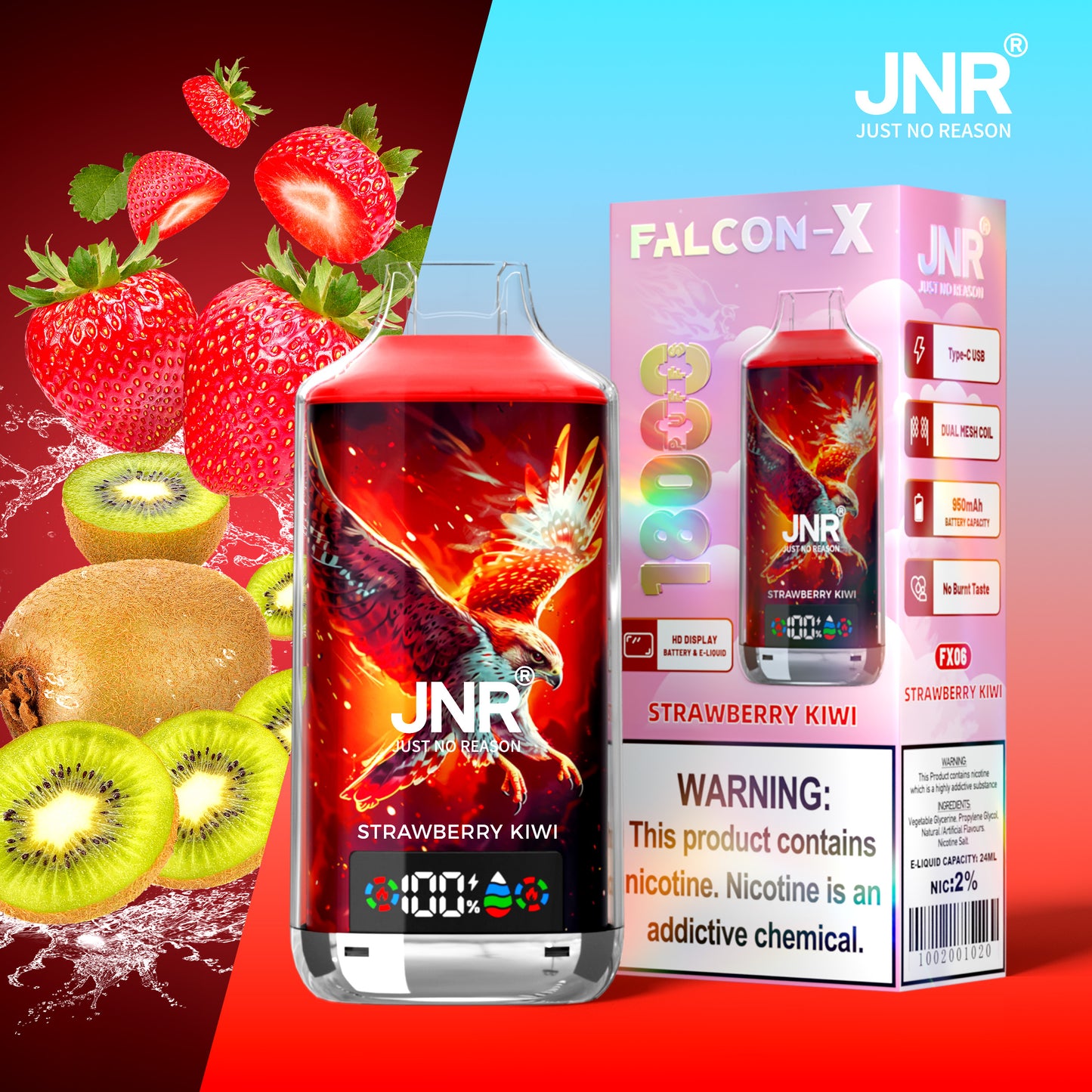 PUFF 18000 JNR FALCON X - Fragola kiwi