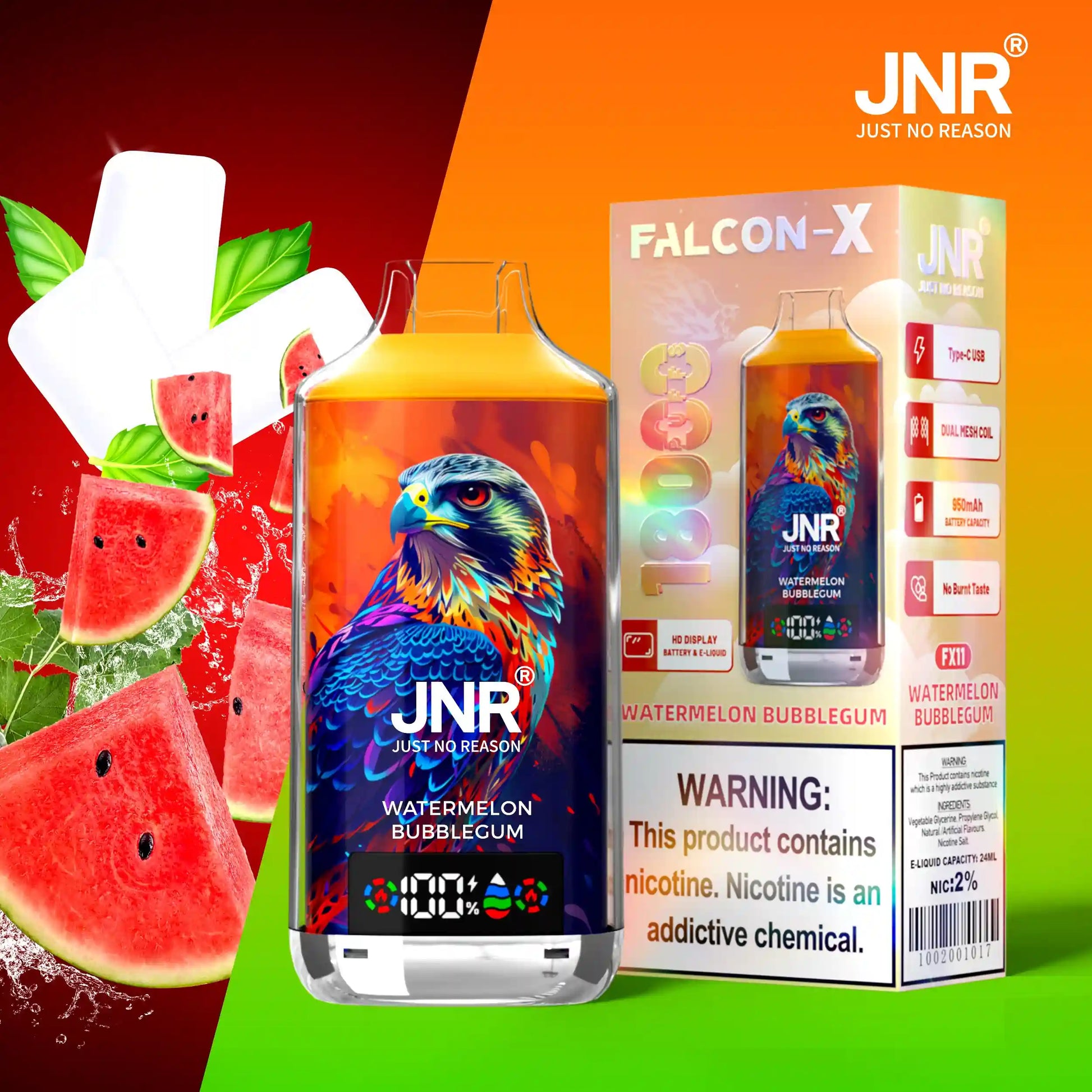 Puff 18000 JNR Falcon X - Saveur Watermelon Bubblegum | 20mg Nicotine 10lapuff Puff 18000 JNR Falcon X - Saveur Watermelon Bubblegum | 20mg Nicotine 10lapuff