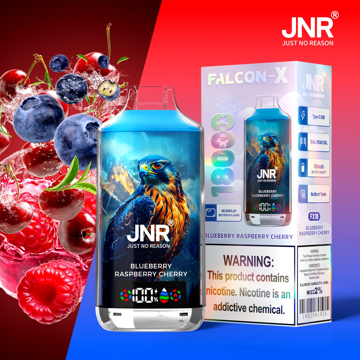 PUFF 18000 JNR FALCON X - Blueberry Raspberry Cherry