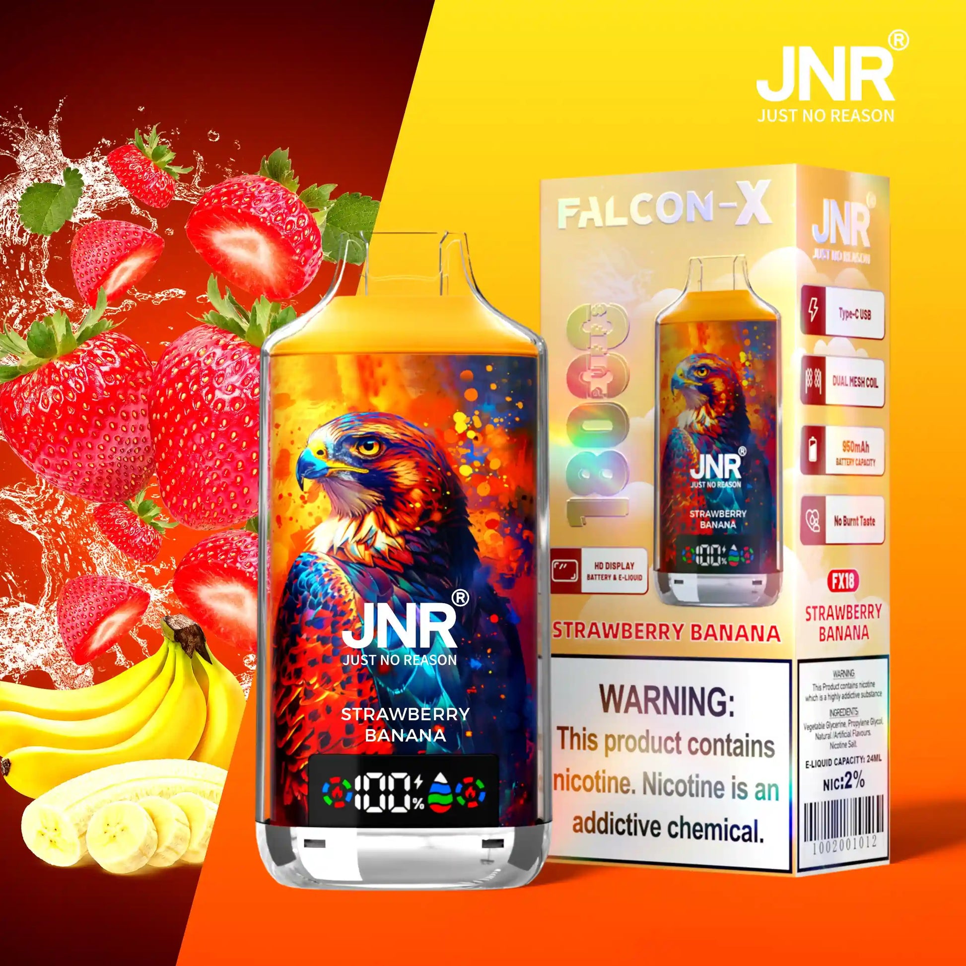 jnr vape flavors Puff 18000 JNR Falcon X - Strawberry Banana Flavor