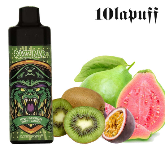 PUFF 10000 RAZZBAR - Kiwi fruit Passion Goyave -