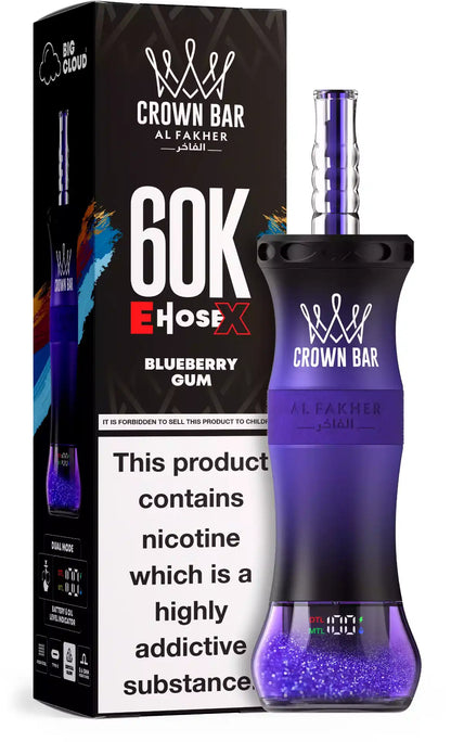 PUFF SHISHA 60K Al Fakher Crown Bar E-Hose X -Blueberry gum