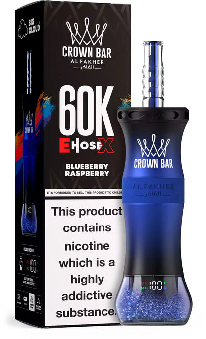 PUFF SHISHA 60K Al Fakher Crown Bar E-Hose X -Raspberry Blueberry