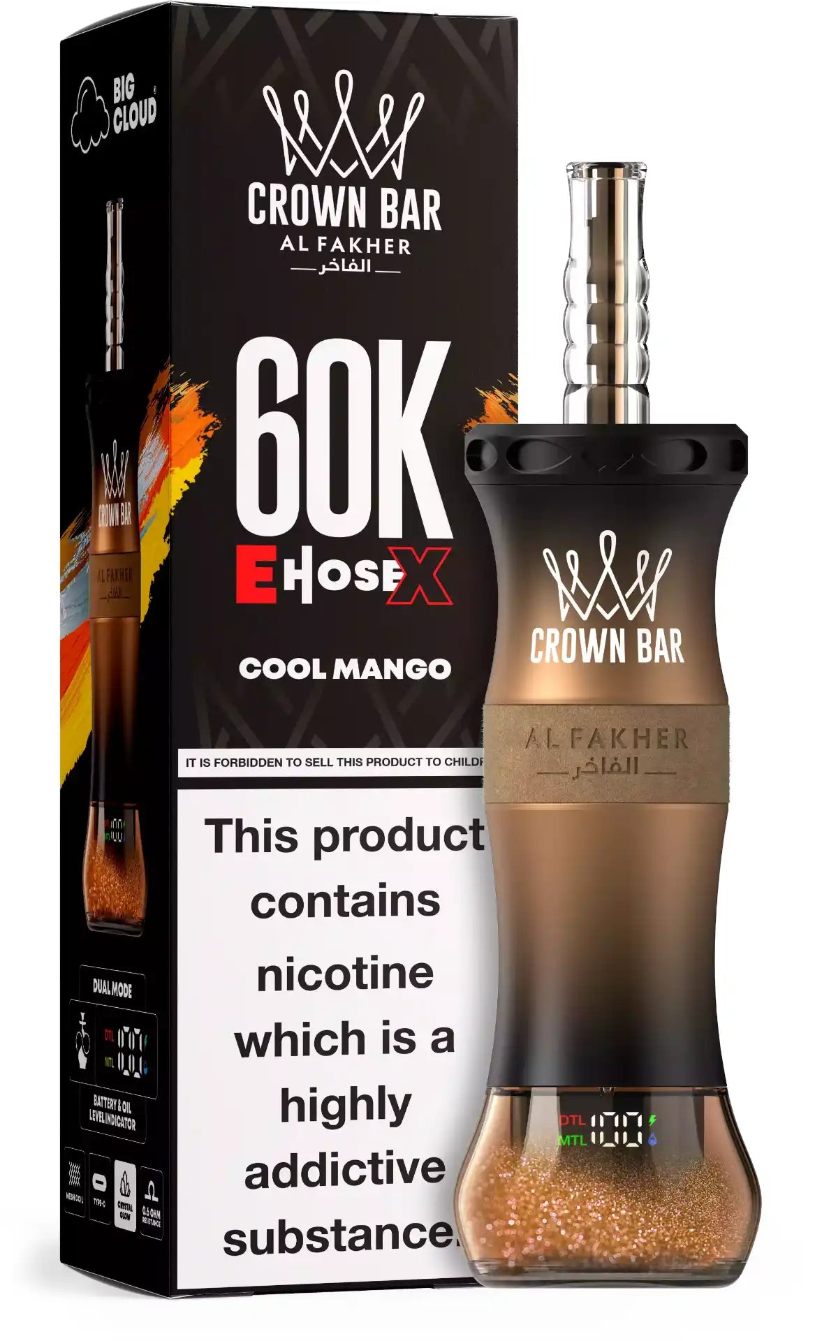 PUFF SHISHA 60K Al Fakher Crown Bar E-Hose X - Cool Mango