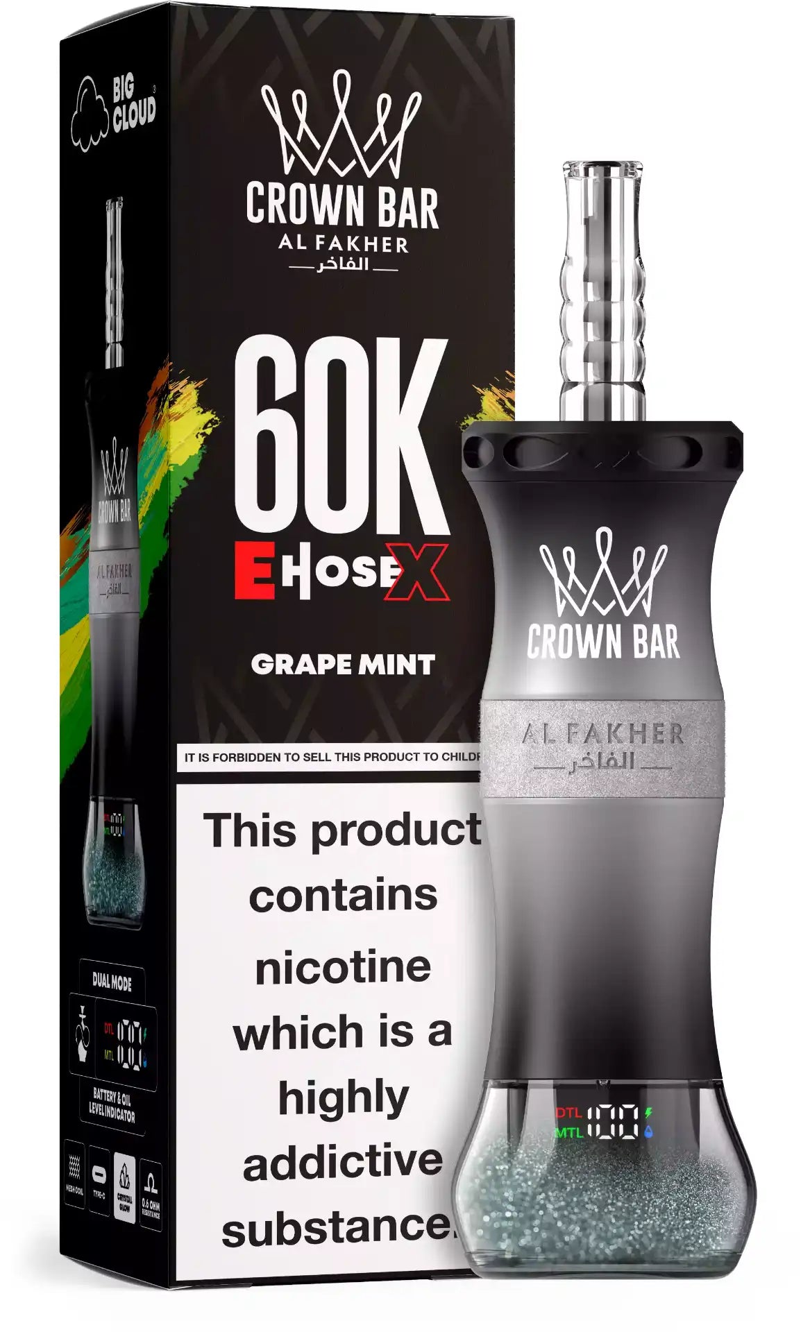 PUFF SHISHA 60K Al Fakher Crown Bar E-Hose X - Grape Mint