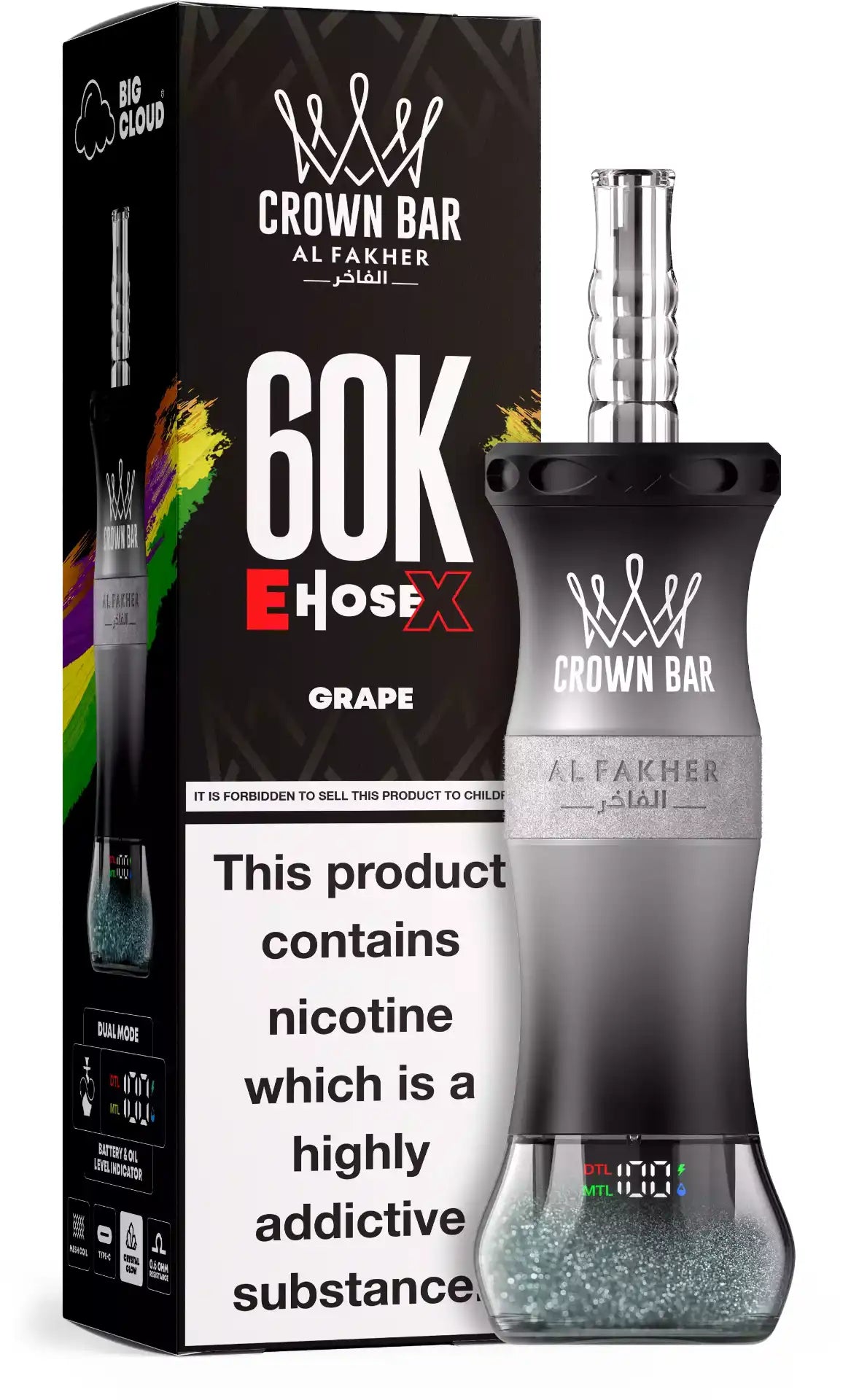 PUFF SHISHA 60K Al Fakher Crown Bar E-Hose X - Grape