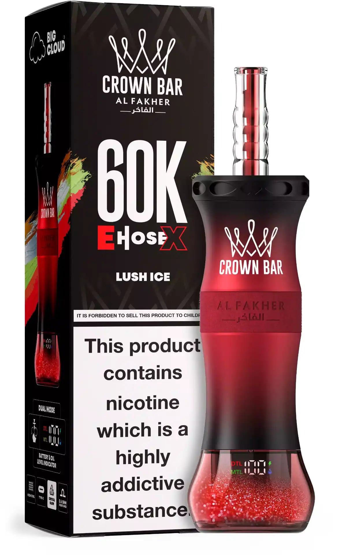 PUFF SHISHA 60K Al Fakher Crown Bar E-Hose X - Lush Ice