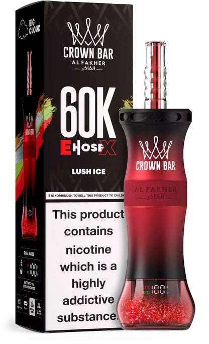 PUFF SHISHA 60K Al Fakher Crown Bar E-Hose X - Lush Ice