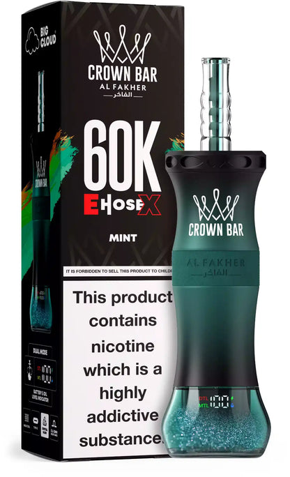 PUFF SHISHA 60K Al Fakher Crown Bar E-Hose X - Menthe