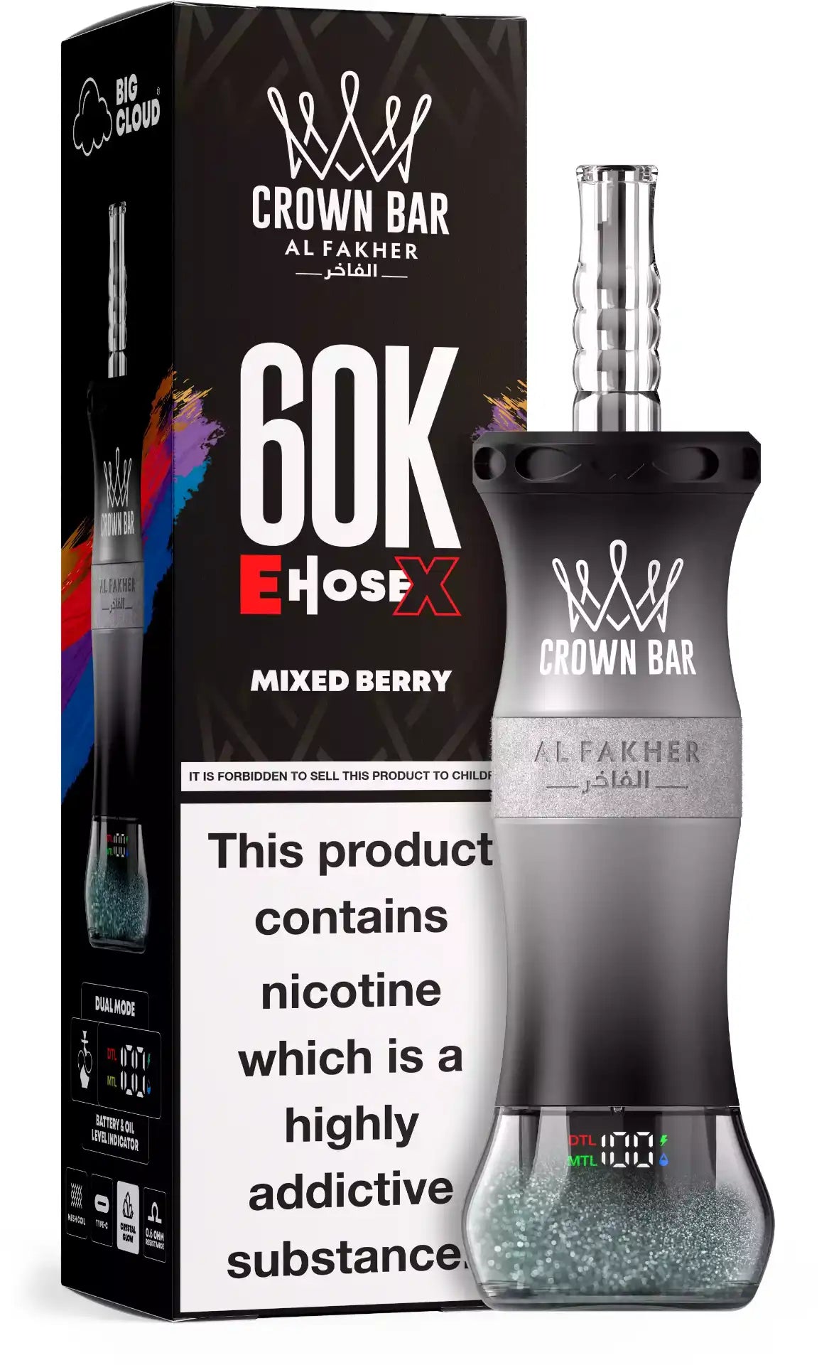 PUFF SHISHA 60K Al Fakher Crown Bar E-Hose X - Mixed Berry