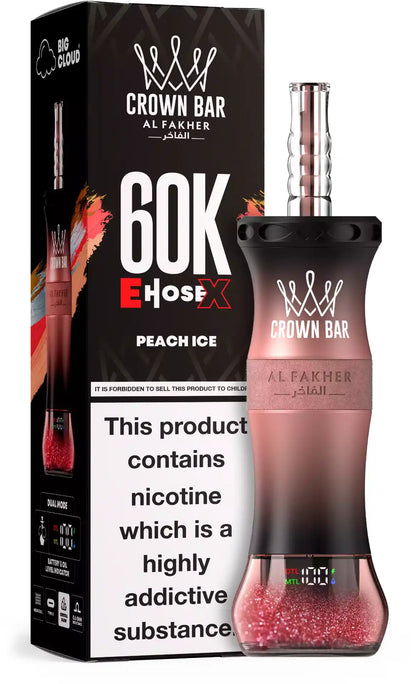 PUFF SHISHA 60K Al Fakher Crown Bar E-Hose X - Peach Ice