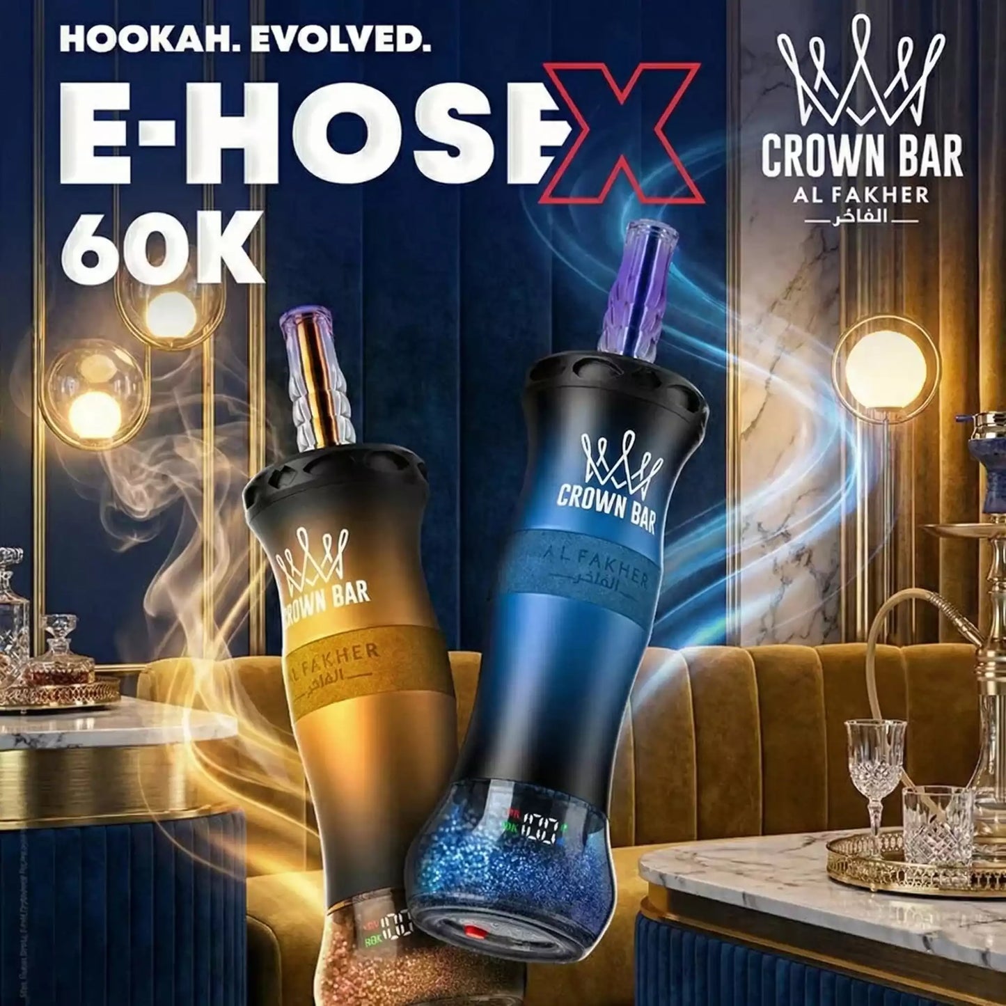PUFF SHISHA 60K Al Fakher Crown Bar E-Hose X  - Berry ice