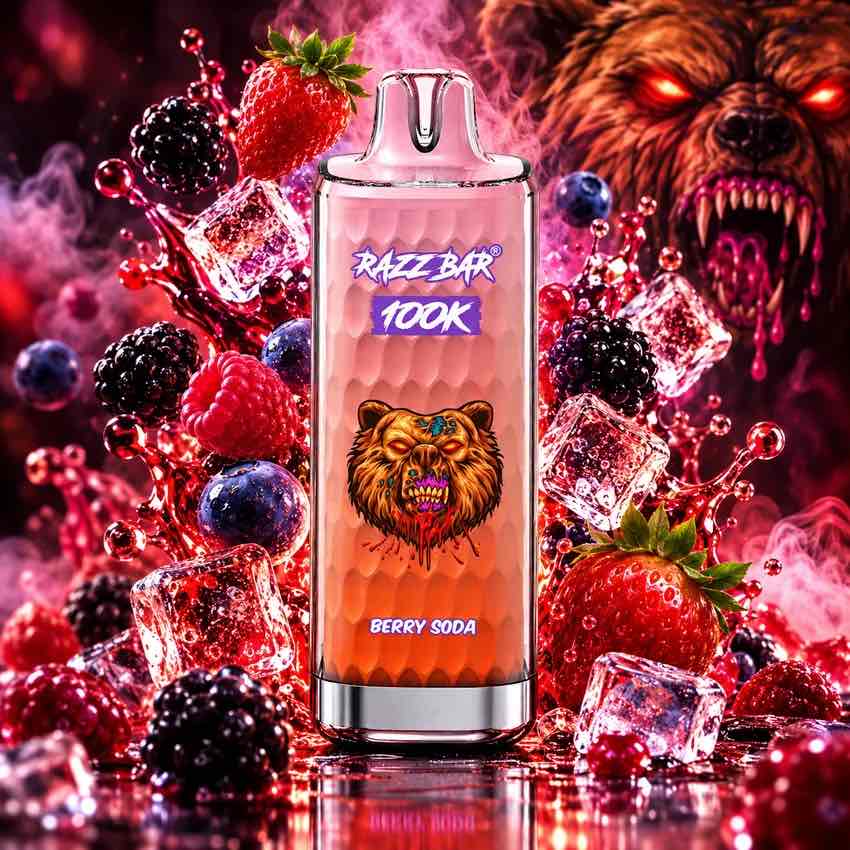 Puff Razzbar 100K Soda aux Fruits Rouges – 100 000 Bouffées Rechargeable USB-C