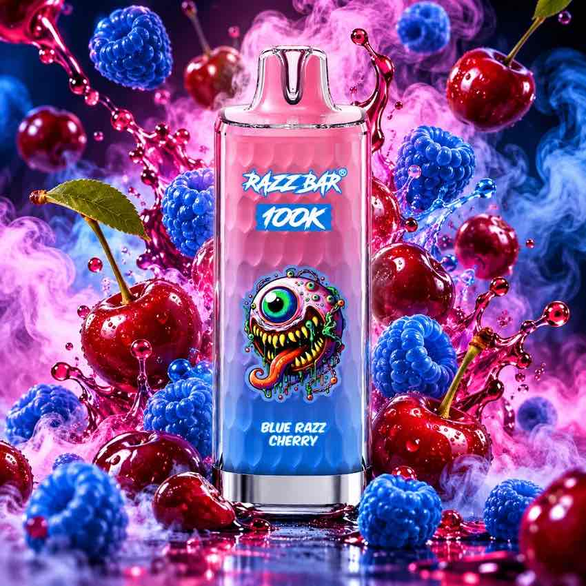 Puff Razzbar 100K Cerise Blue Razz – 100 000 Bouffées Rechargeable USB-C
