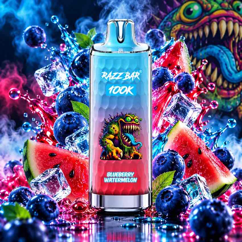 Puff Razzbar 100K Myrtille Pastèque – 100 000 Bouffées Rechargeable USB-C