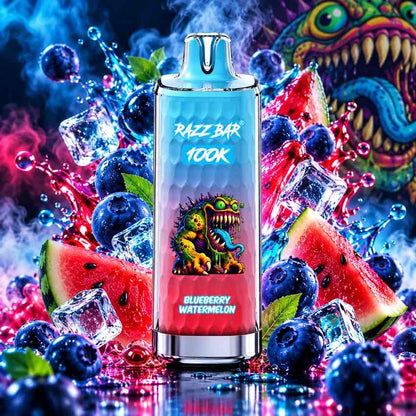 Puff Razzbar 100K Myrtille Pastèque – 100 000 Bouffées Rechargeable USB-C
