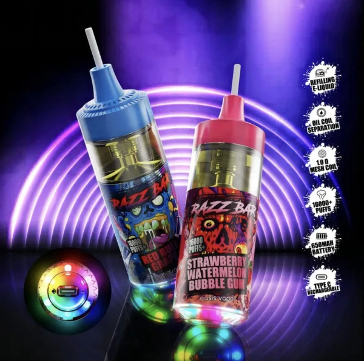 PUFF 16000 RAZZBAR  - Fruit Passion Kiwi Goyave - 10lapuff