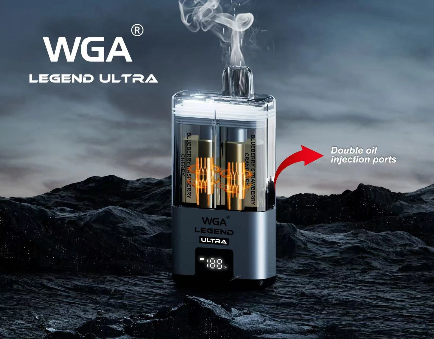 PUFF 30000 WGA LEGEND ULTRA Ricaricabile Liquide - Blueberry ice & Strawberry ice