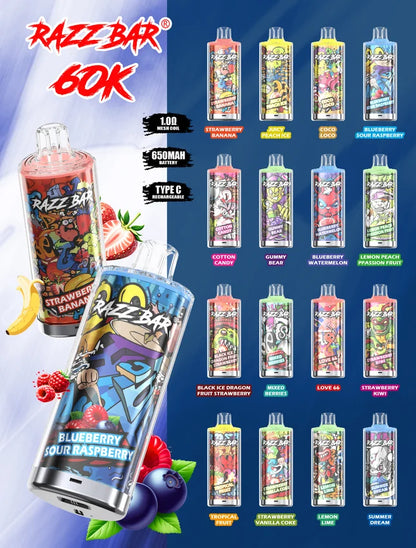 Razzbar 60K Vandmelon Blåbær – Vandmelon & Blåbær