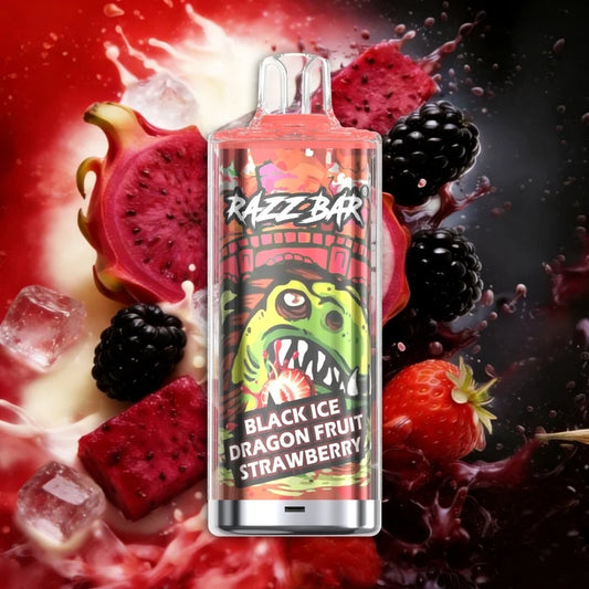PUFF 60000 RAZZBAR - Black Ice Dragon Fruit Aardbei